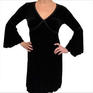 Max Studio Black Velvet Boho Bell Sleeve Dress